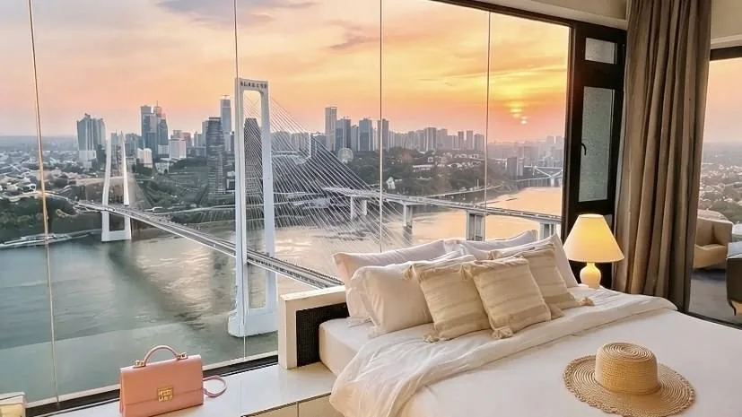 Riverside luxury suite with skyline view in Chongqing
