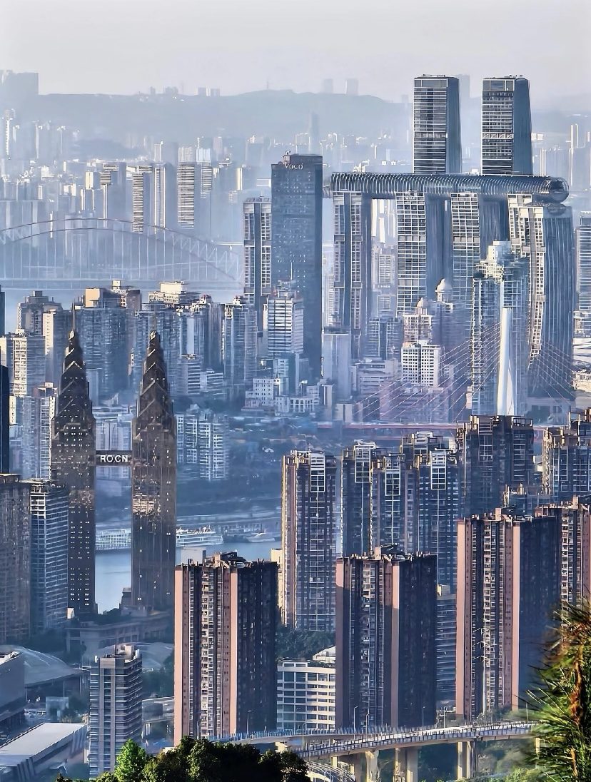 Chongqing riverside skyline by day